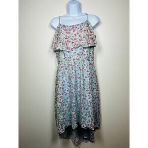 Vintage Y2K Dress Sky Blue L Lace Roses Asymmetrical Romantic Fairy HOCO